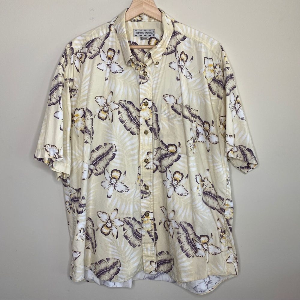 CROSSINGS Hawaiian print short sleeve button down shirt size XXL